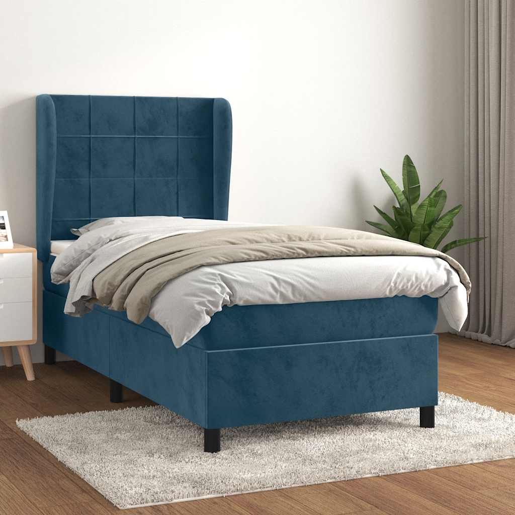Boxspring met matras fluweel donkerblauw 90x190 cm is nu te koop bij PeponiXL, paradijselijk wonen!