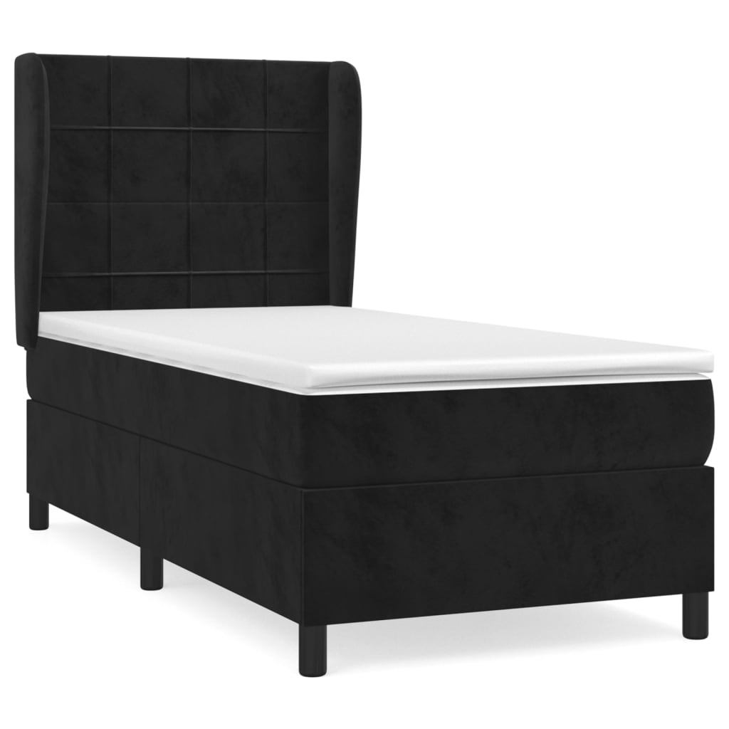 Boxspring met matras fluweel zwart 90x200 cm is nu te koop bij PeponiXL, paradijselijk wonen!