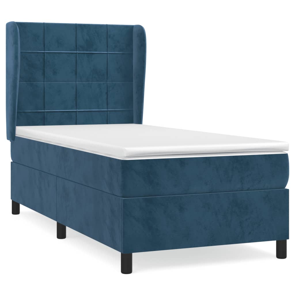 Boxspring met matras fluweel donkerblauw 90x200 cm is nu te koop bij PeponiXL, paradijselijk wonen!