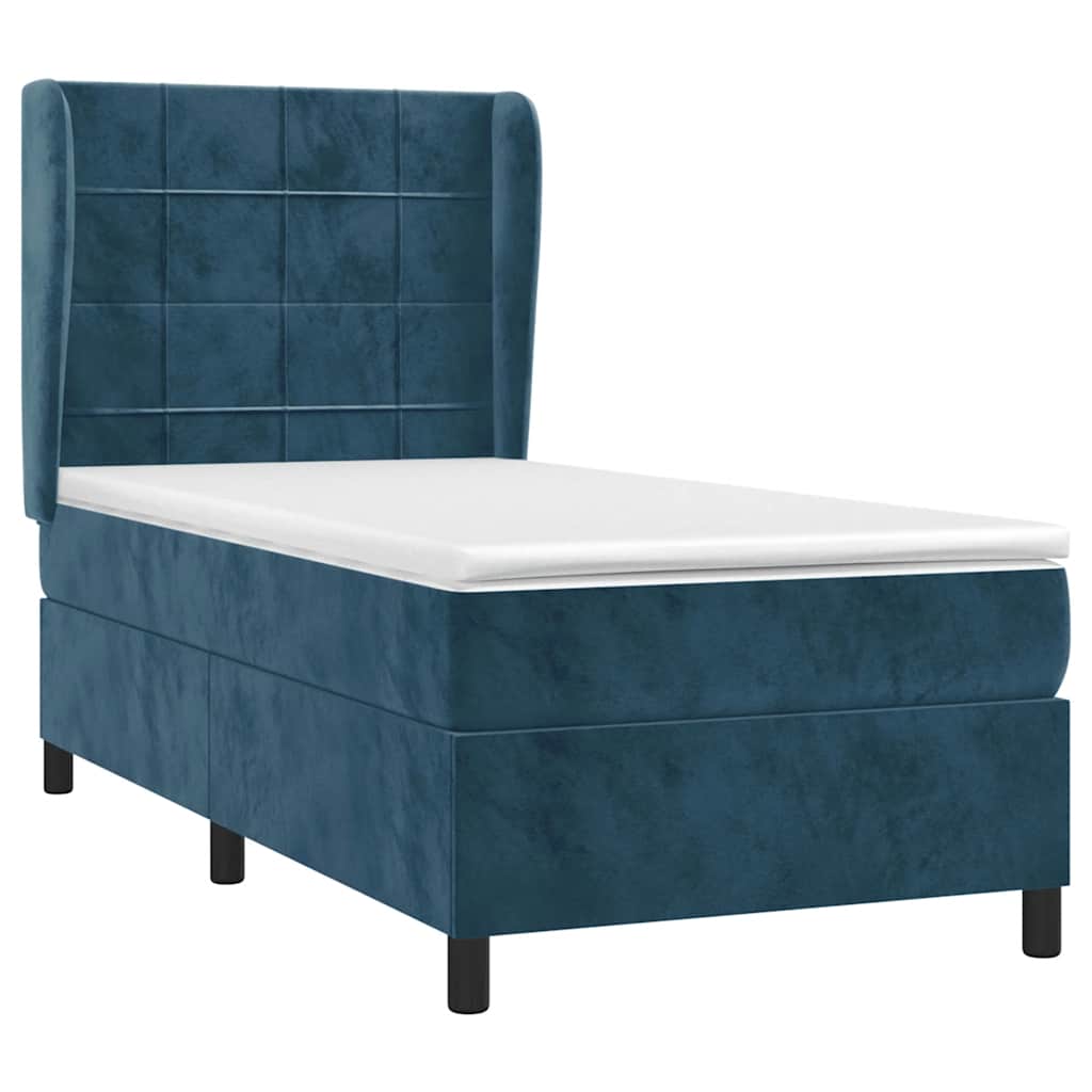 Boxspring met matras fluweel donkerblauw 90x200 cm is nu te koop bij PeponiXL, paradijselijk wonen!