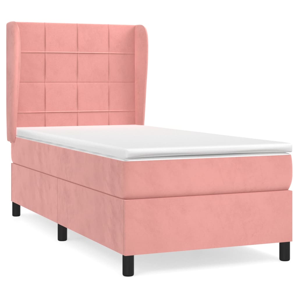 Boxspring met matras fluweel roze 90x200 cm is nu te koop bij PeponiXL, paradijselijk wonen!