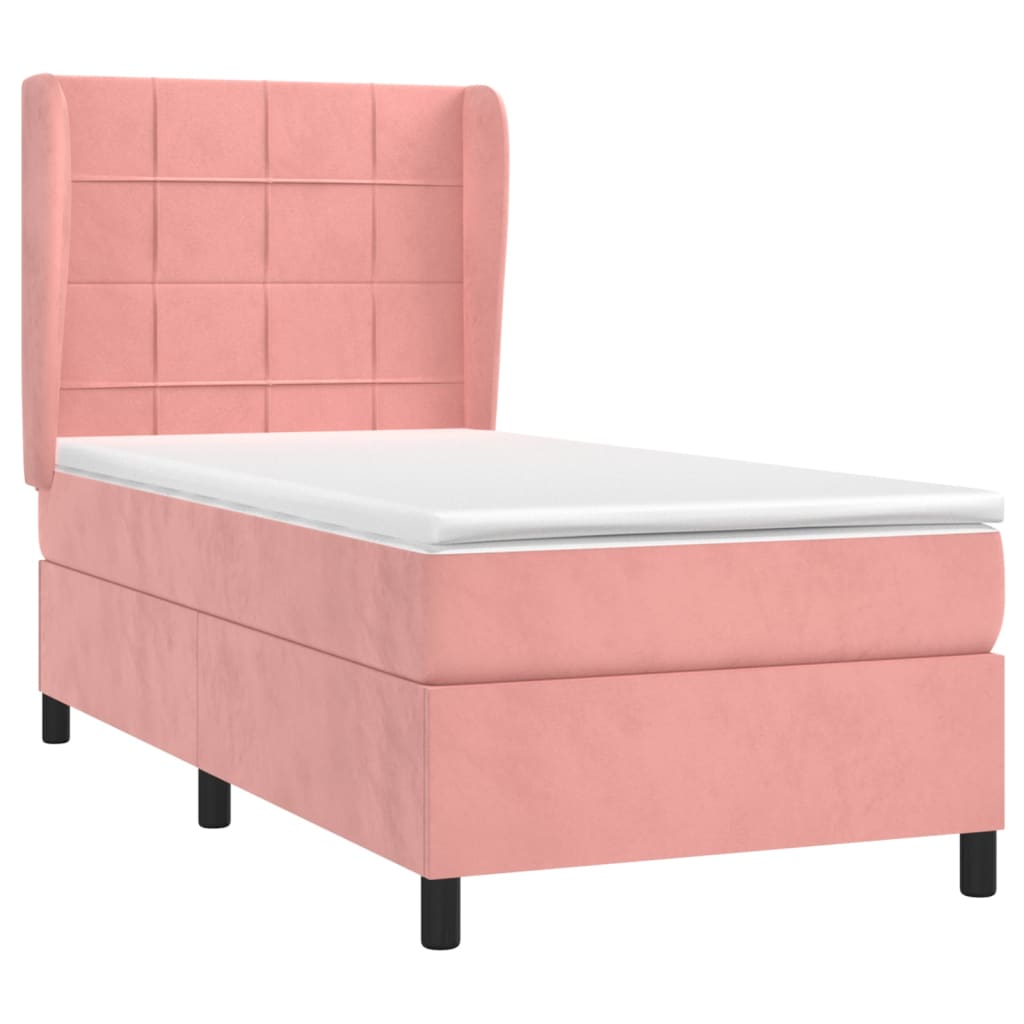 Boxspring met matras fluweel roze 90x200 cm is nu te koop bij PeponiXL, paradijselijk wonen!
