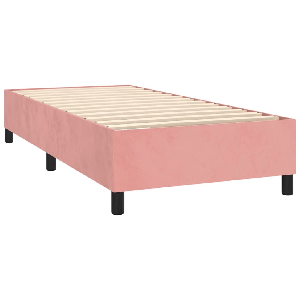 Boxspring met matras fluweel roze 90x200 cm is nu te koop bij PeponiXL, paradijselijk wonen!
