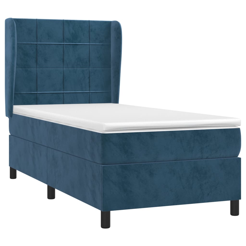 Boxspring met matras fluweel donkerblauw 100x200 cm is nu te koop bij PeponiXL, paradijselijk wonen!