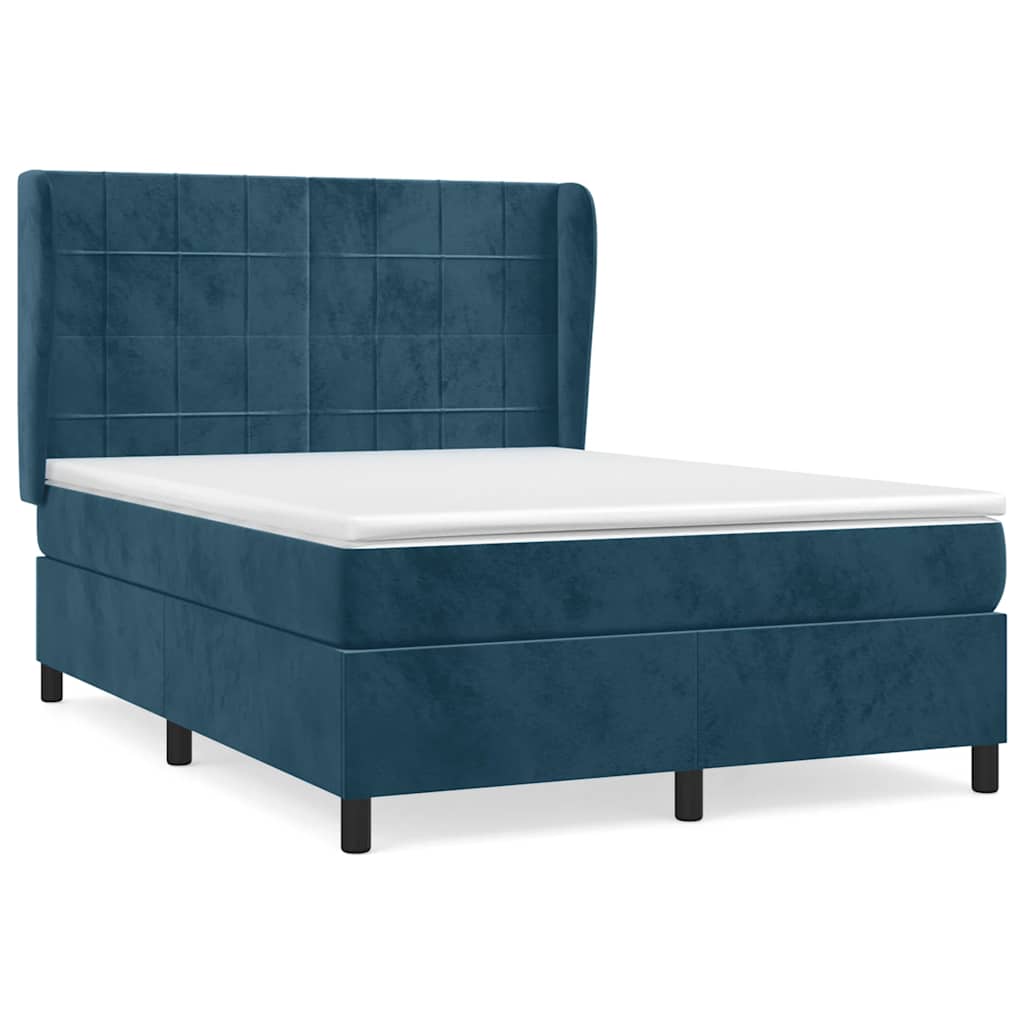 Boxspring met matras fluweel donkerblauw 140x190 cm is nu te koop bij PeponiXL, paradijselijk wonen!