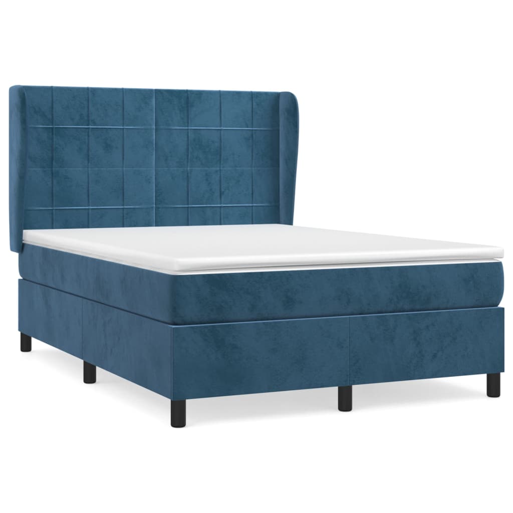 Boxspring met matras fluweel donkerblauw 140x200 cm is nu te koop bij PeponiXL, paradijselijk wonen!