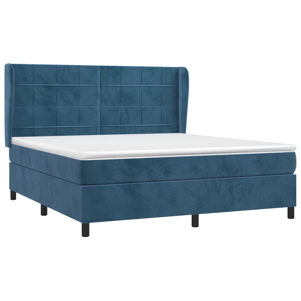 Boxspring met matras fluweel donkerblauw 160x200 cm is nu te koop bij PeponiXL, paradijselijk wonen!