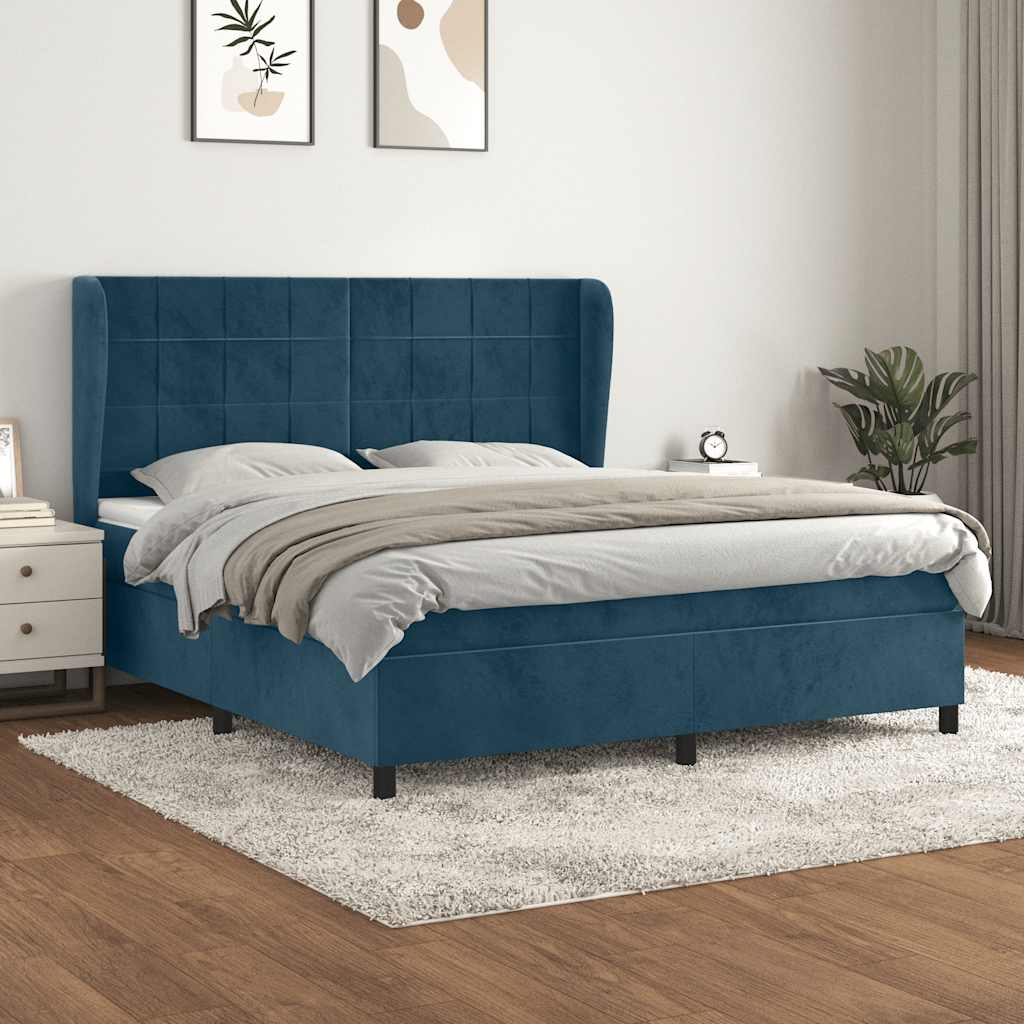 Boxspring met matras fluweel donkerblauw 180x200 cm is nu te koop bij PeponiXL, paradijselijk wonen!