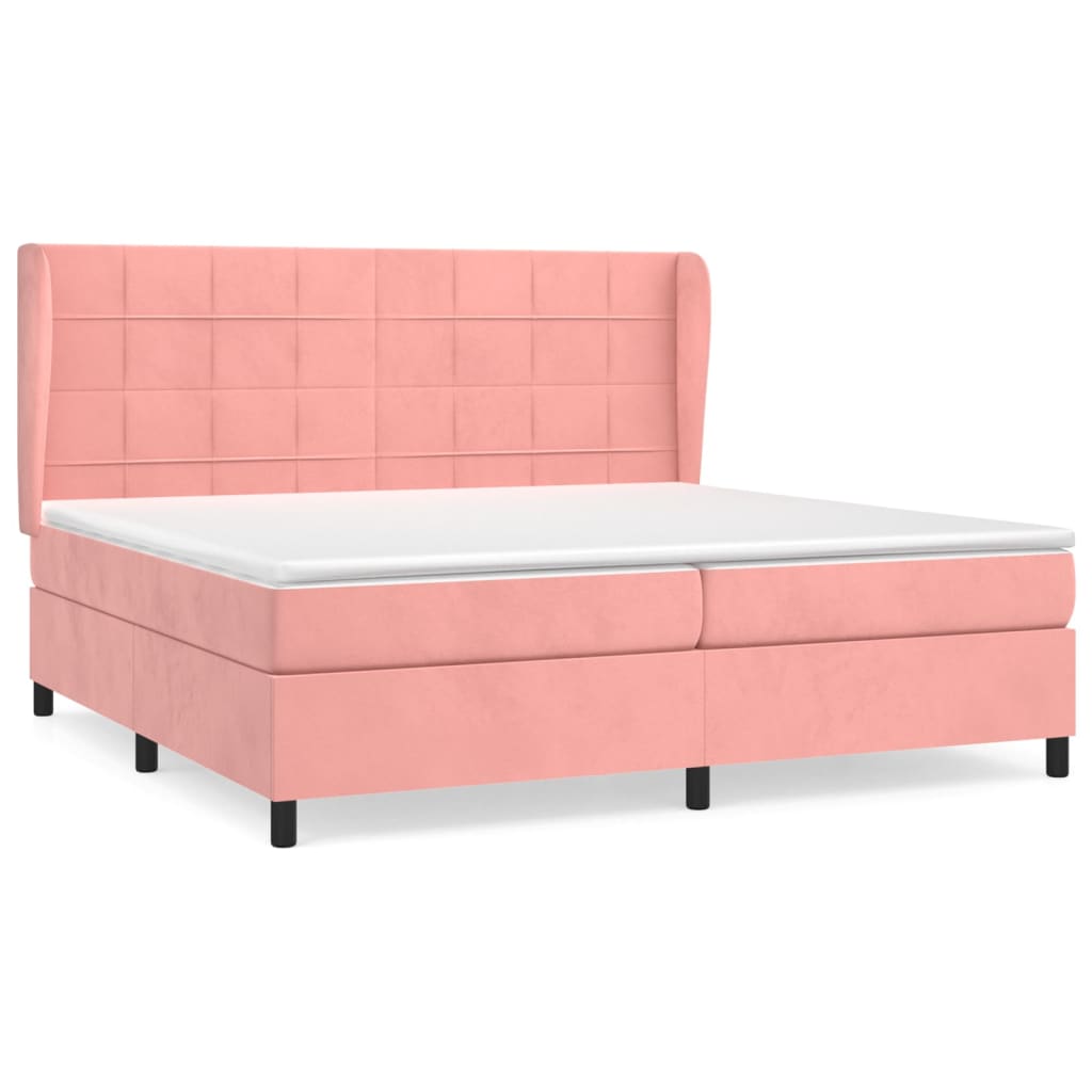 Boxspring met matras fluweel roze 200x200 cm is nu te koop bij PeponiXL, paradijselijk wonen!
