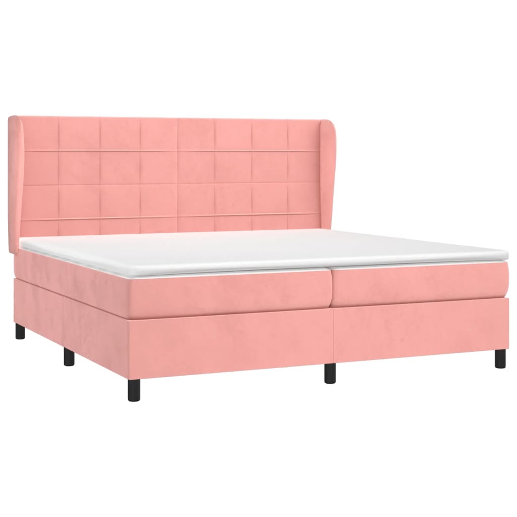 Boxspring met matras fluweel roze 200x200 cm is nu te koop bij PeponiXL, paradijselijk wonen!