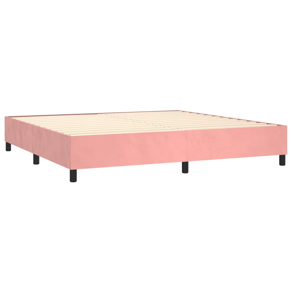 Boxspring met matras fluweel roze 200x200 cm is nu te koop bij PeponiXL, paradijselijk wonen!