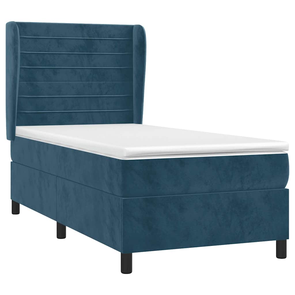 Boxspring met matras fluweel donkerblauw 90x190 cm is nu te koop bij PeponiXL, paradijselijk wonen!