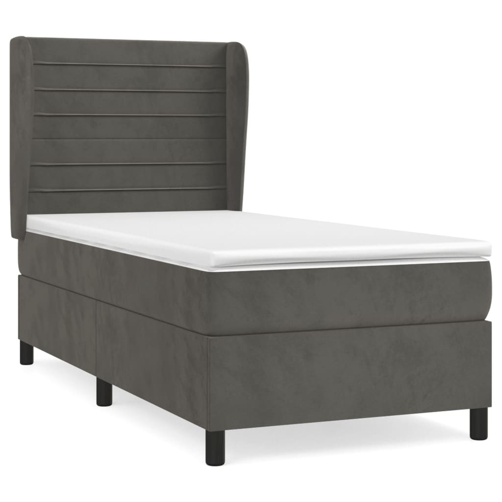 Boxspring met matras fluweel donkergrijs 90x200 cm is nu te koop bij PeponiXL, paradijselijk wonen!
