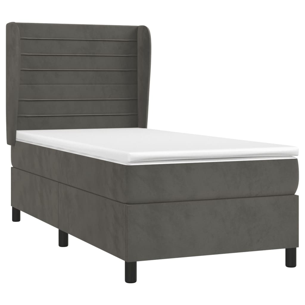 Boxspring met matras fluweel donkergrijs 90x200 cm is nu te koop bij PeponiXL, paradijselijk wonen!