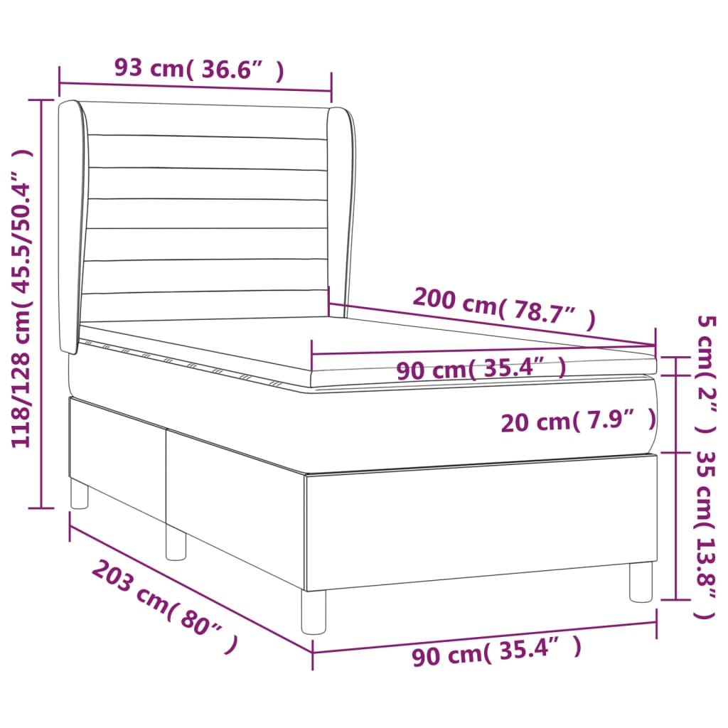 Boxspring met matras fluweel donkerblauw 90x200 cm is nu te koop bij PeponiXL, paradijselijk wonen!