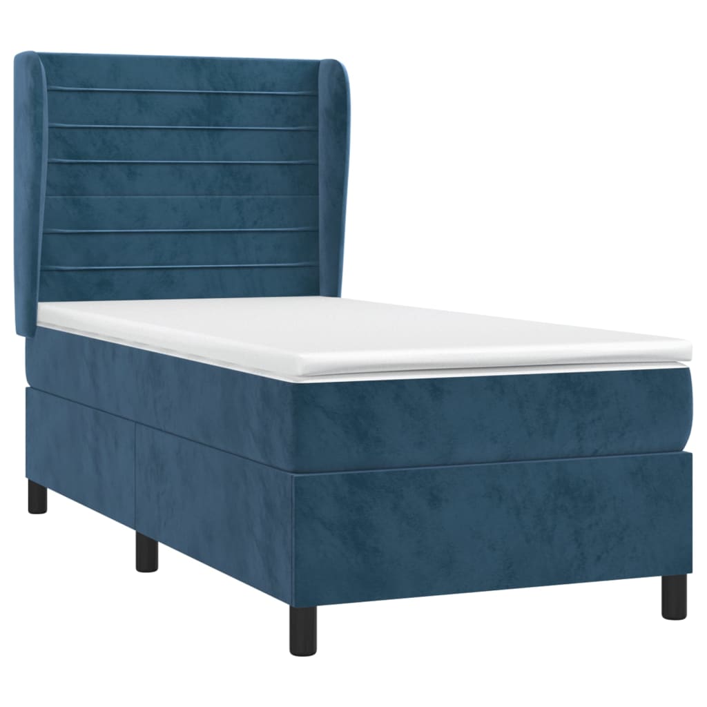 Boxspring met matras fluweel donkerblauw 100x200 cm is nu te koop bij PeponiXL, paradijselijk wonen!