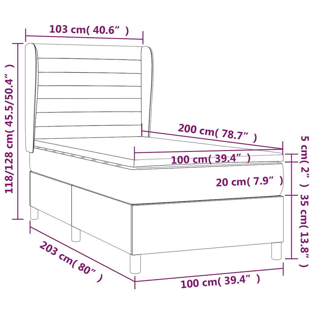 Boxspring met matras fluweel donkerblauw 100x200 cm is nu te koop bij PeponiXL, paradijselijk wonen!