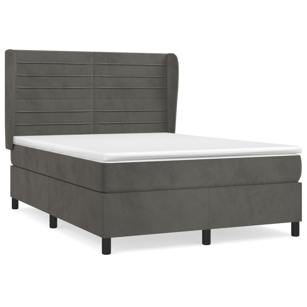 Boxspring met matras fluweel donkergrijs 140x190 cm is nu te koop bij PeponiXL, paradijselijk wonen!