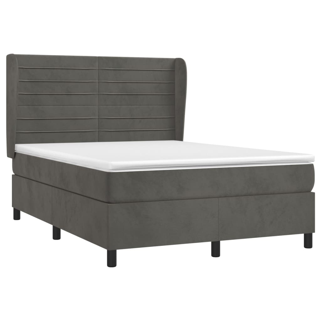 Boxspring met matras fluweel donkergrijs 140x190 cm is nu te koop bij PeponiXL, paradijselijk wonen!