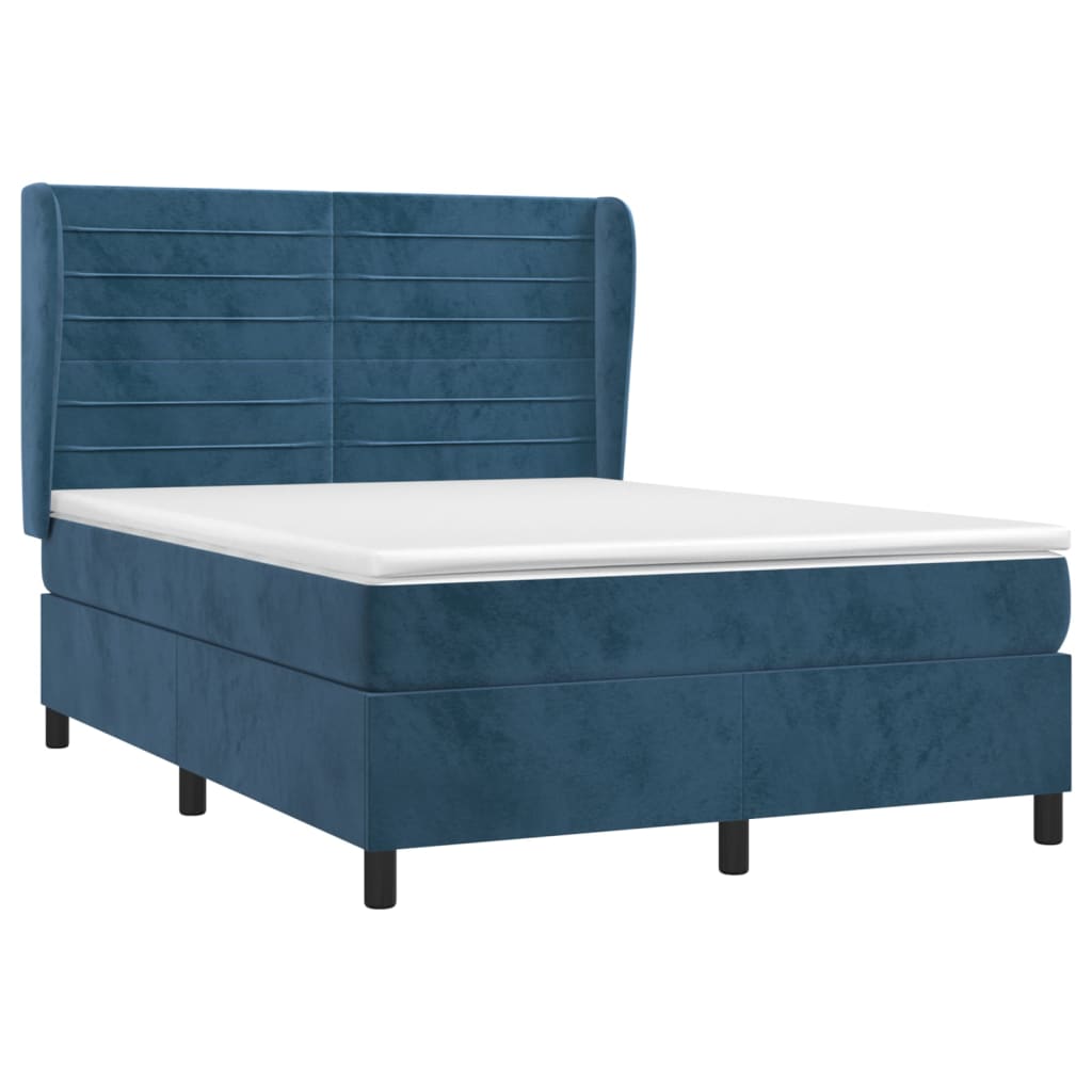 Boxspring met matras fluweel donkerblauw 140x190 cm is nu te koop bij PeponiXL, paradijselijk wonen!