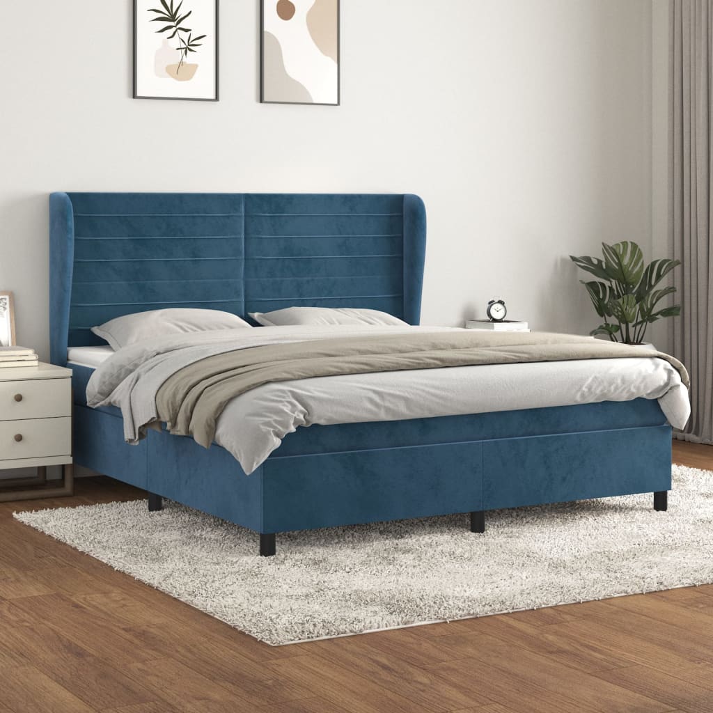 Boxspring met matras fluweel donkerblauw 180x200 cm is nu te koop bij PeponiXL, paradijselijk wonen!