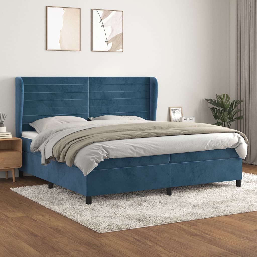 Boxspring met matras fluweel donkerblauw 200x200 cm is nu te koop bij PeponiXL, paradijselijk wonen!
