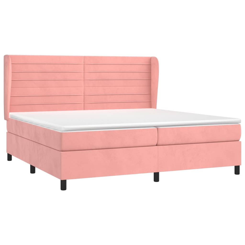 Boxspring met matras fluweel roze 200x200 cm is nu te koop bij PeponiXL, paradijselijk wonen!