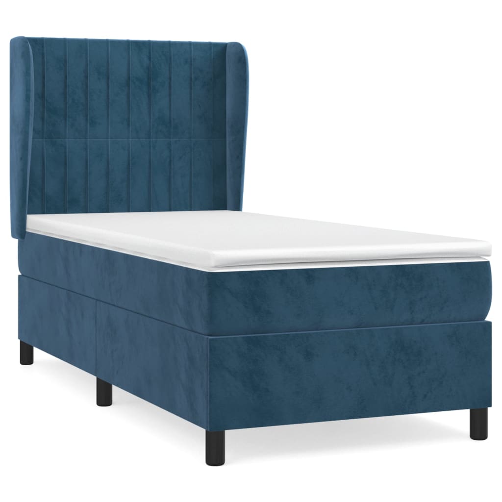 Boxspring met matras fluweel donkerblauw 80x200 cm is nu te koop bij PeponiXL, paradijselijk wonen!
