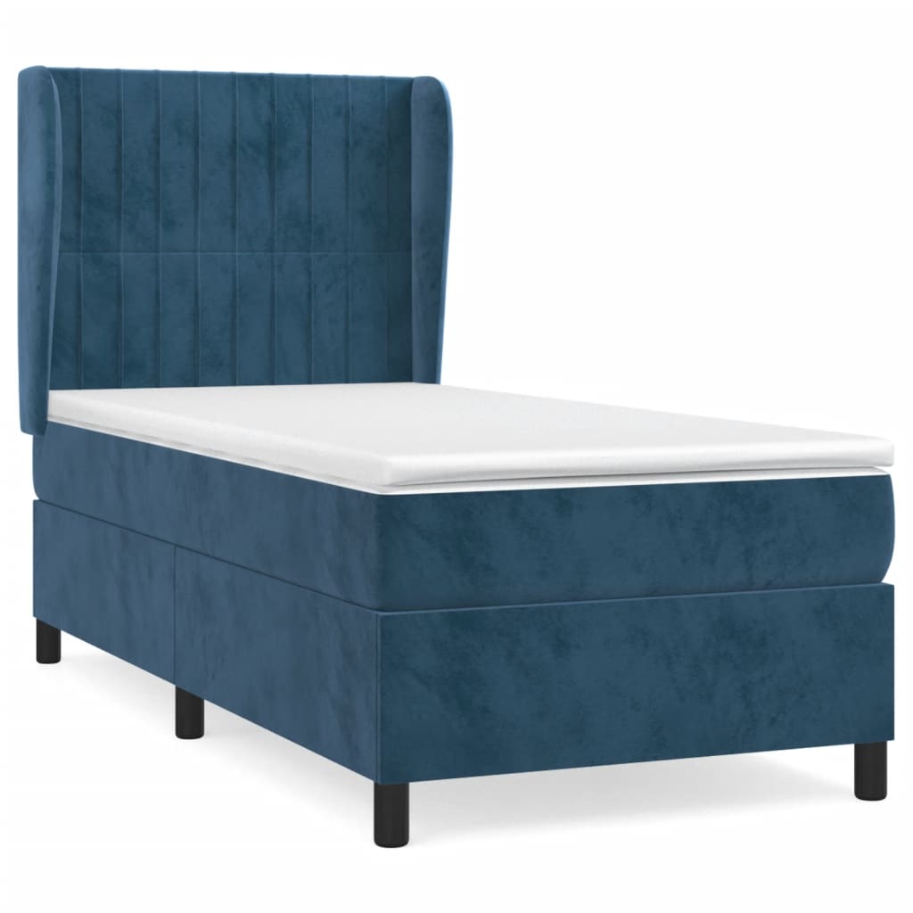 Boxspring met matras fluweel donkerblauw 90x200 cm is nu te koop bij PeponiXL, paradijselijk wonen!