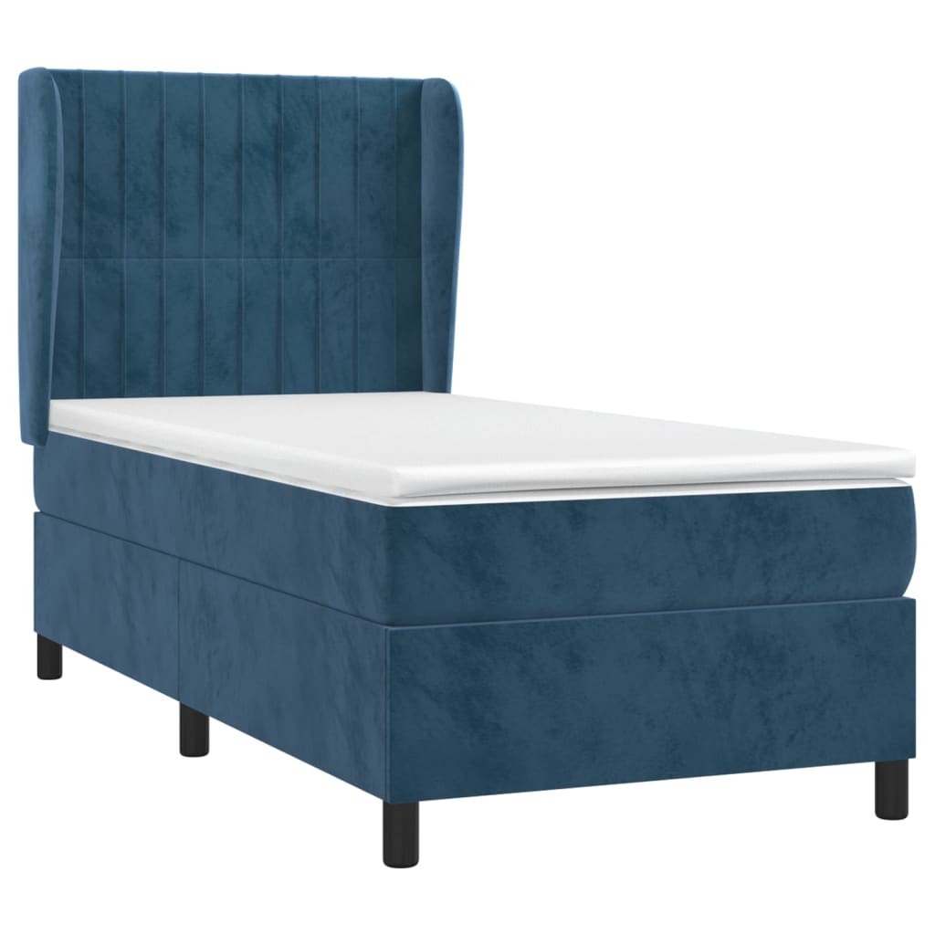 Boxspring met matras fluweel donkerblauw 90x200 cm is nu te koop bij PeponiXL, paradijselijk wonen!
