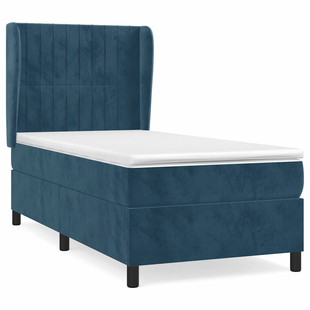 Boxspring met matras fluweel donkerblauw 100x200 cm is nu te koop bij PeponiXL, paradijselijk wonen!