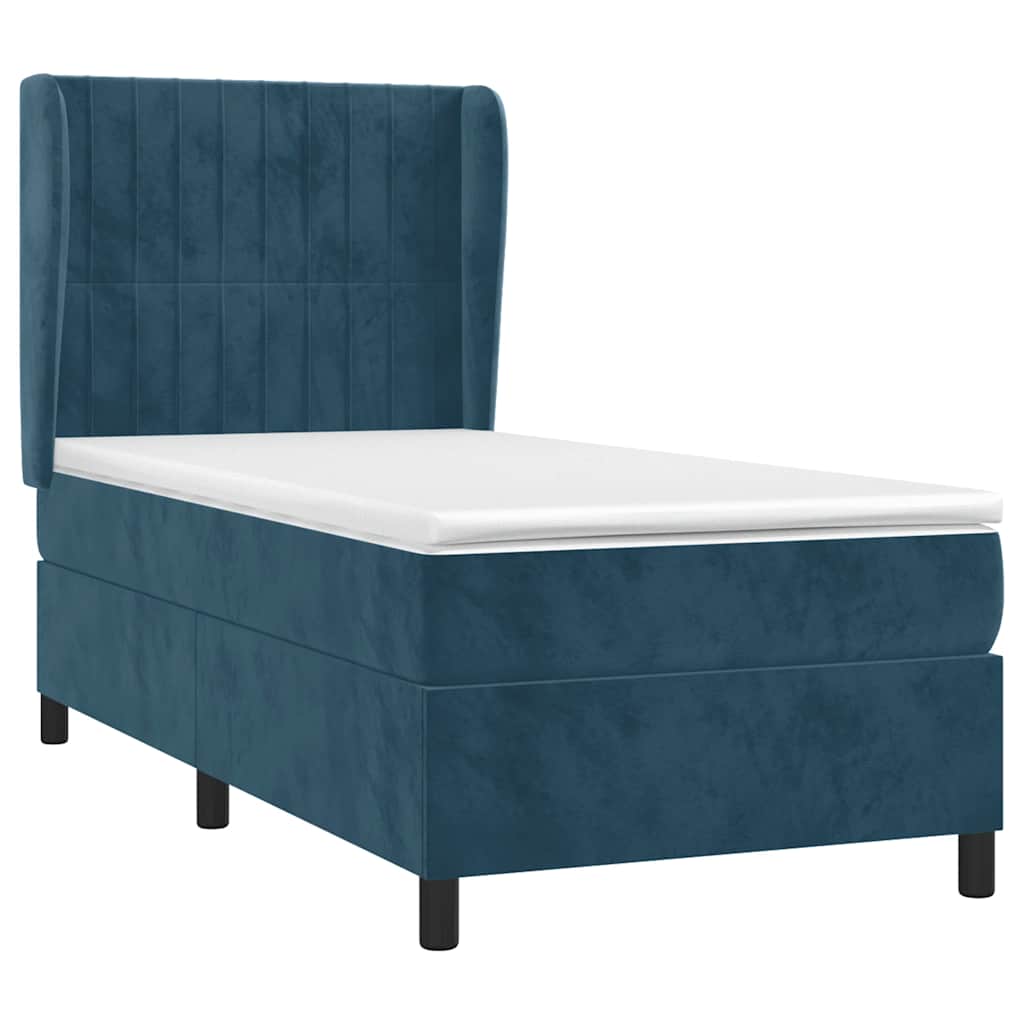 Boxspring met matras fluweel donkerblauw 100x200 cm is nu te koop bij PeponiXL, paradijselijk wonen!
