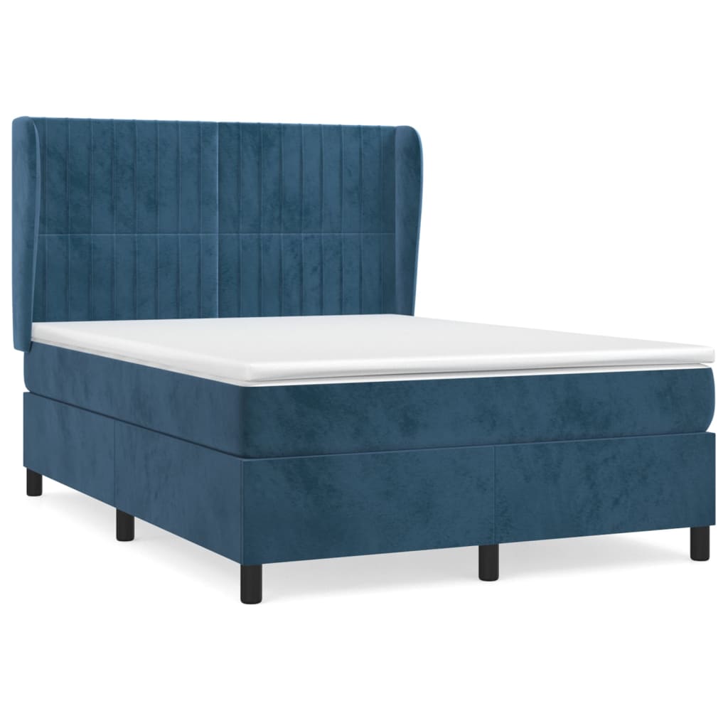 Boxspring met matras fluweel donkerblauw 140x190 cm is nu te koop bij PeponiXL, paradijselijk wonen!
