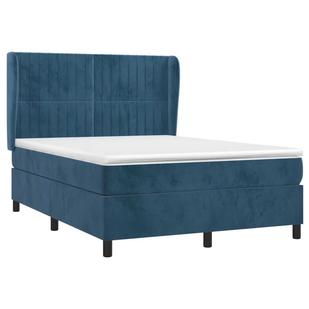 Boxspring met matras fluweel donkerblauw 140x200 cm is nu te koop bij PeponiXL, paradijselijk wonen!