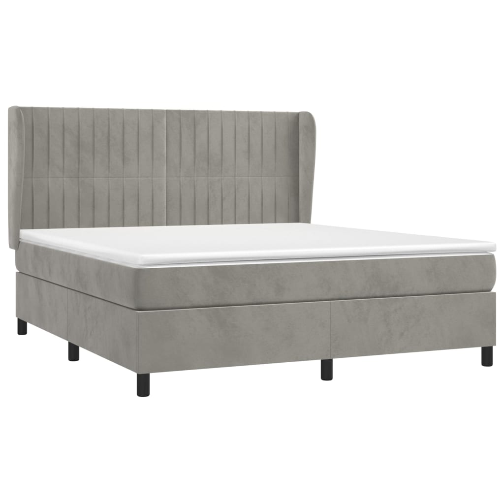 Boxspring met matras fluweel lichtgrijs 160x200 cm is nu te koop bij PeponiXL, paradijselijk wonen!