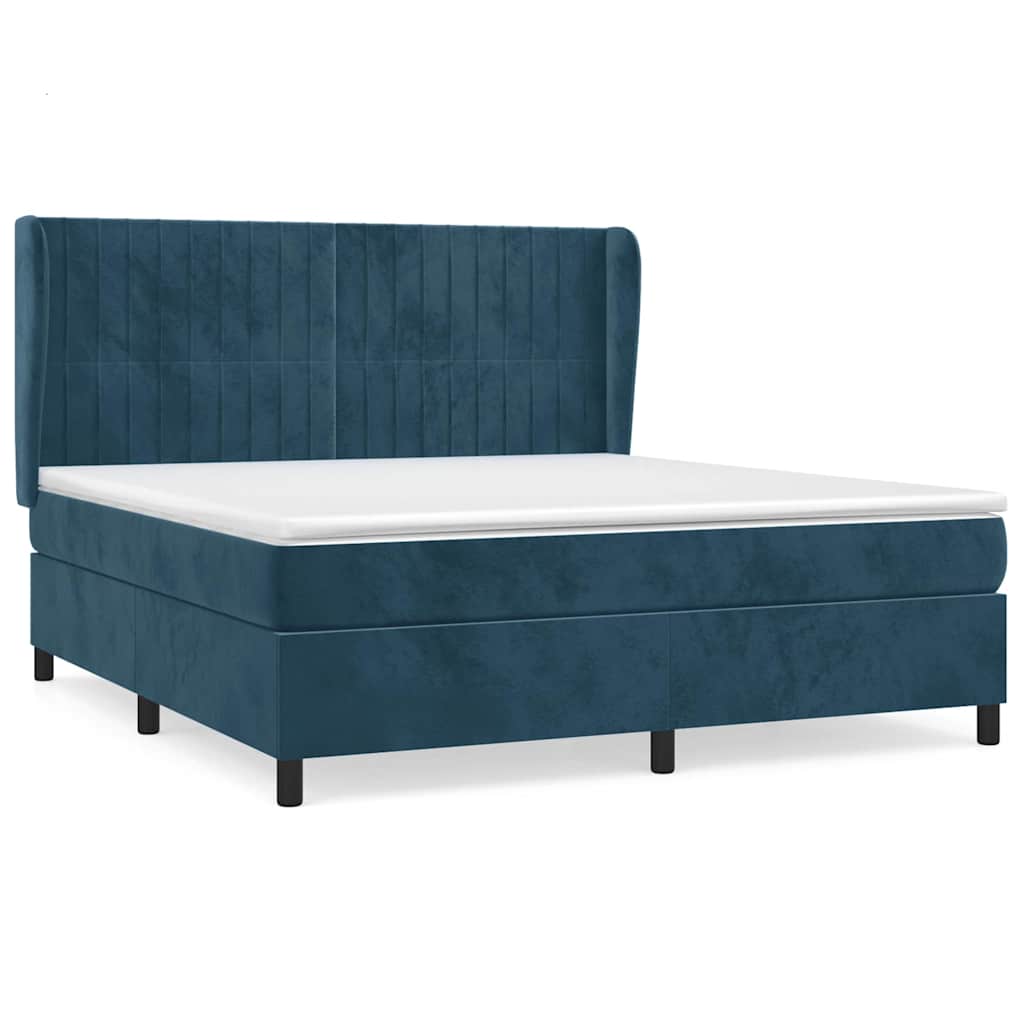 Boxspring met matras fluweel donkerblauw 160x200 cm is nu te koop bij PeponiXL, paradijselijk wonen!