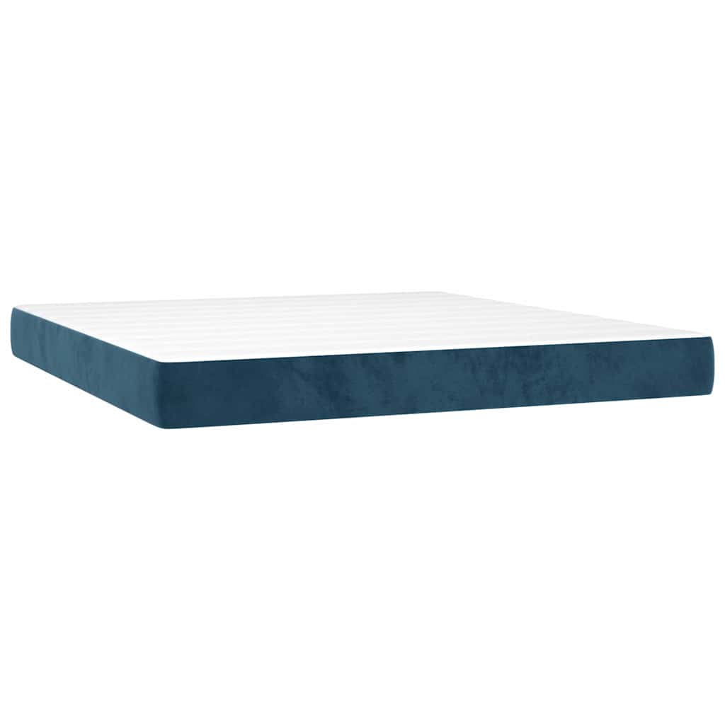 Boxspring met matras fluweel donkerblauw 160x200 cm is nu te koop bij PeponiXL, paradijselijk wonen!
