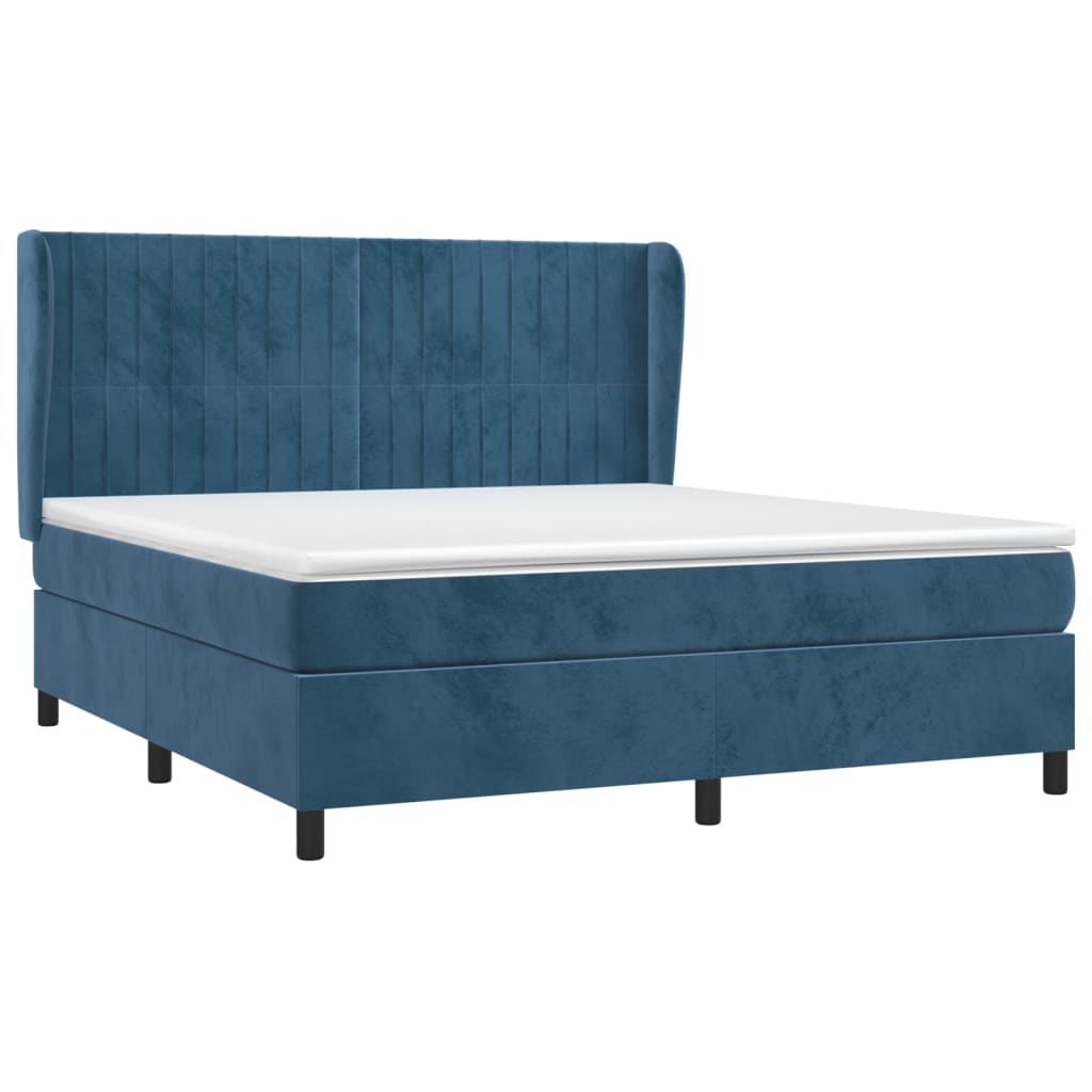 Boxspring met matras fluweel donkerblauw 180x200 cm is nu te koop bij PeponiXL, paradijselijk wonen!