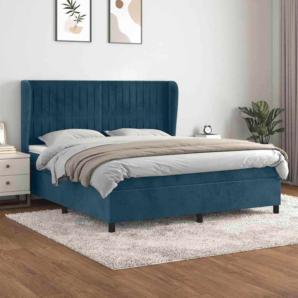 Boxspring met matras fluweel donkerblauw 180x200 cm is nu te koop bij PeponiXL, paradijselijk wonen!