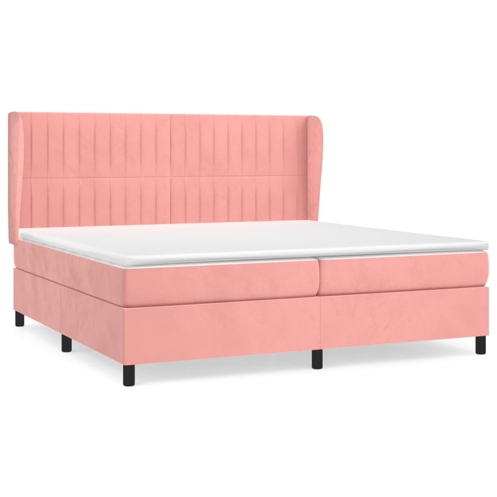 Boxspring met matras fluweel roze 200x200 cm is nu te koop bij PeponiXL, paradijselijk wonen!