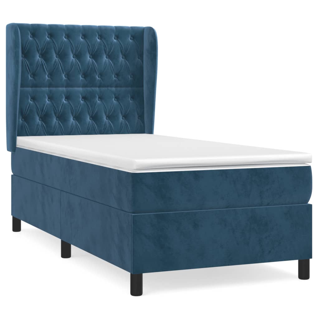 Boxspring met matras fluweel donkerblauw 80x200 cm is nu te koop bij PeponiXL, paradijselijk wonen!