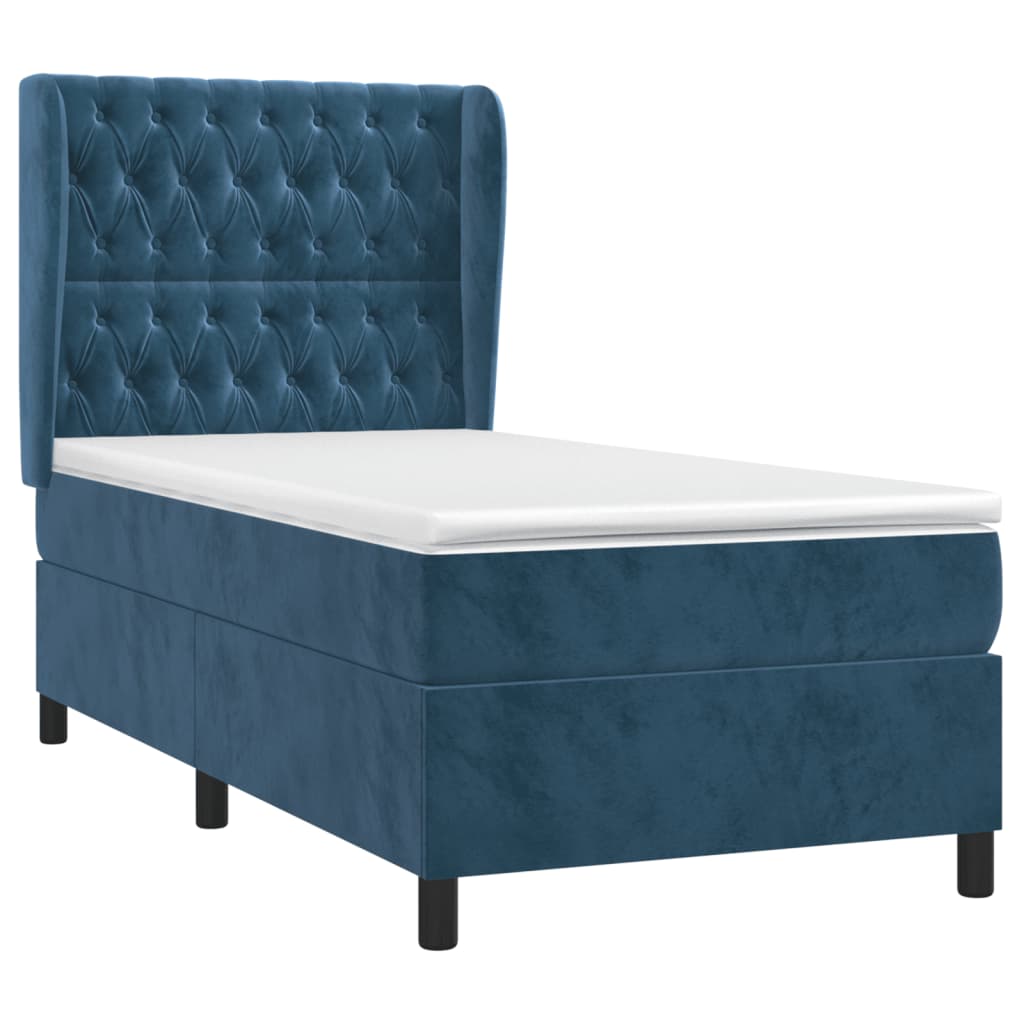 Boxspring met matras fluweel donkerblauw 80x200 cm is nu te koop bij PeponiXL, paradijselijk wonen!