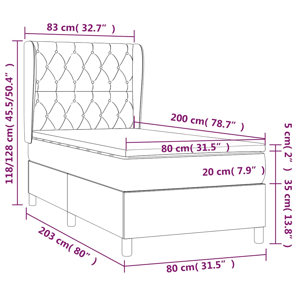 Boxspring met matras fluweel donkerblauw 80x200 cm is nu te koop bij PeponiXL, paradijselijk wonen!