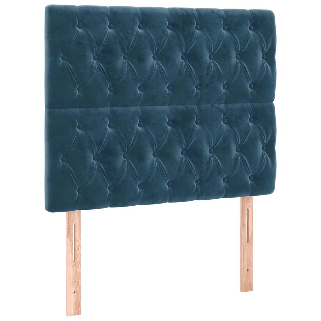 Boxspring met matras fluweel donkerblauw 90x200 cm