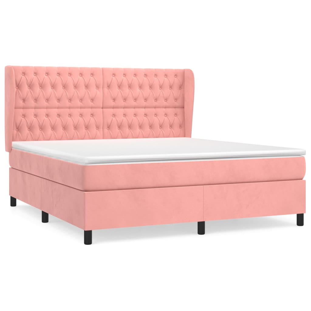 Boxspring met matras fluweel roze 160x200 cm is nu te koop bij PeponiXL, paradijselijk wonen!