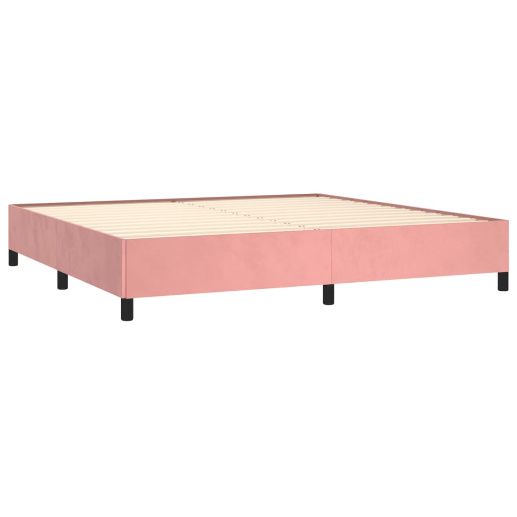 Boxspring met matras fluweel roze 200x200 cm is nu te koop bij PeponiXL, paradijselijk wonen!