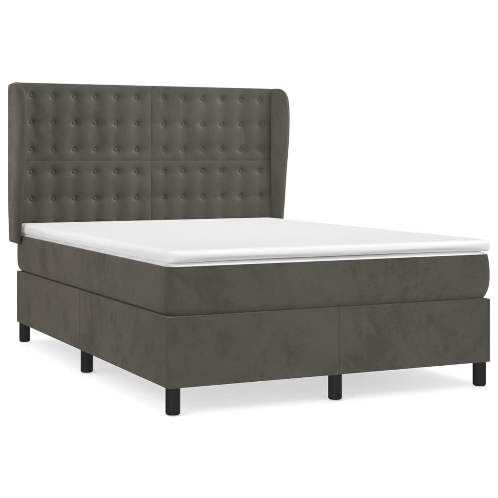 Boxspring met matras fluweel donkergrijs 140x190 cm is nu te koop bij PeponiXL, paradijselijk wonen!