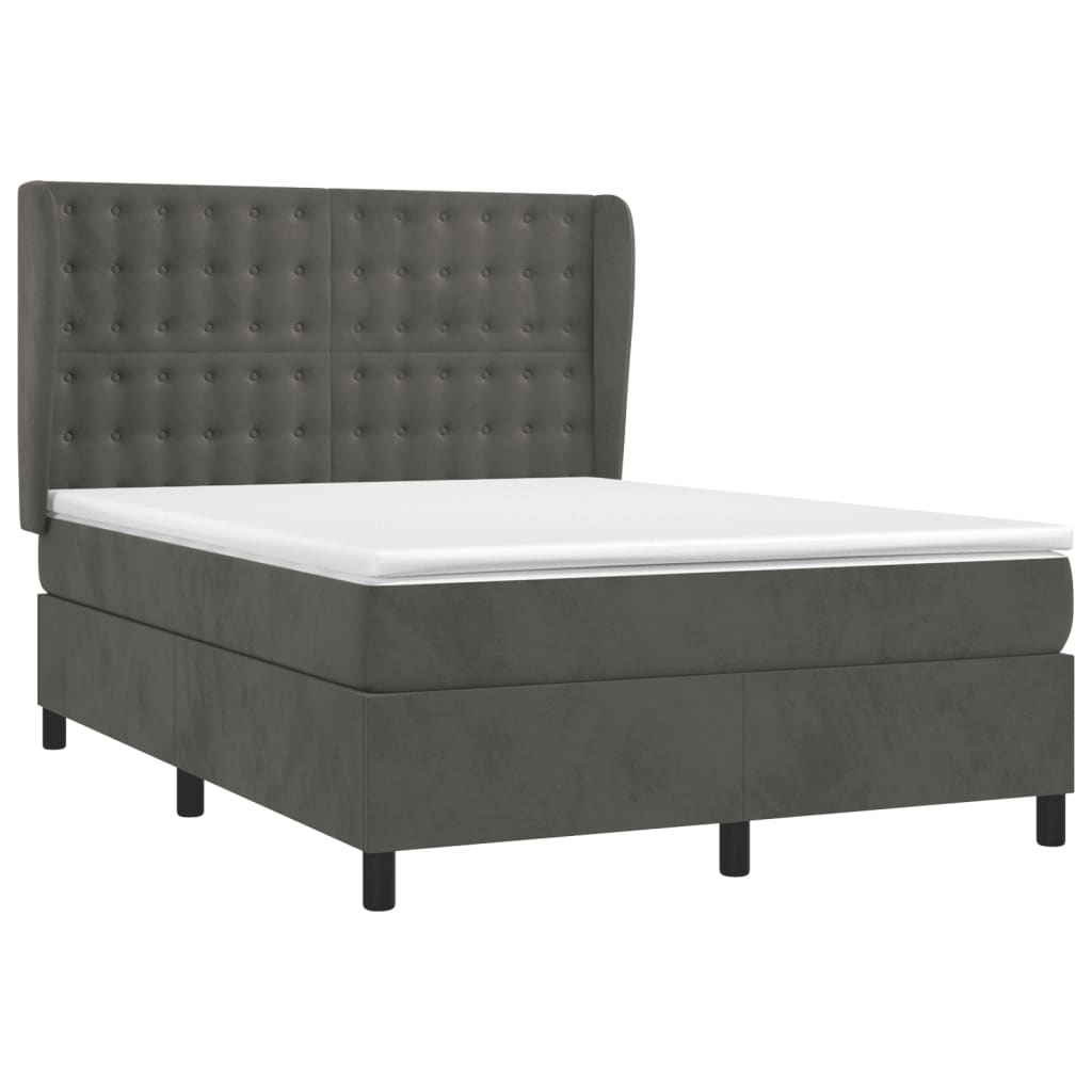 Boxspring met matras fluweel donkergrijs 140x190 cm is nu te koop bij PeponiXL, paradijselijk wonen!