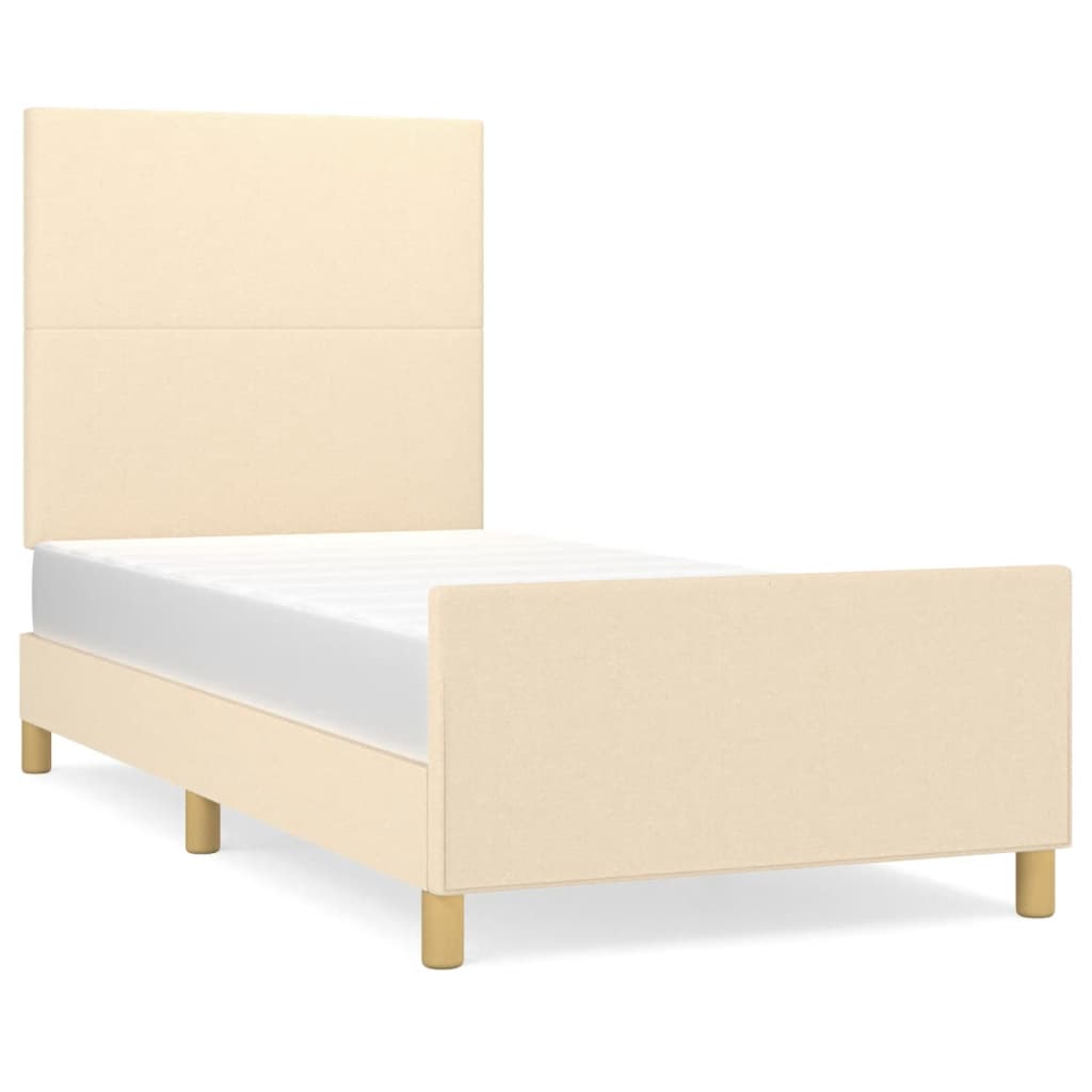Bedframe zonder matras 90x200 cm stof crèmekleurig is nu te koop bij PeponiXL, paradijselijk wonen!