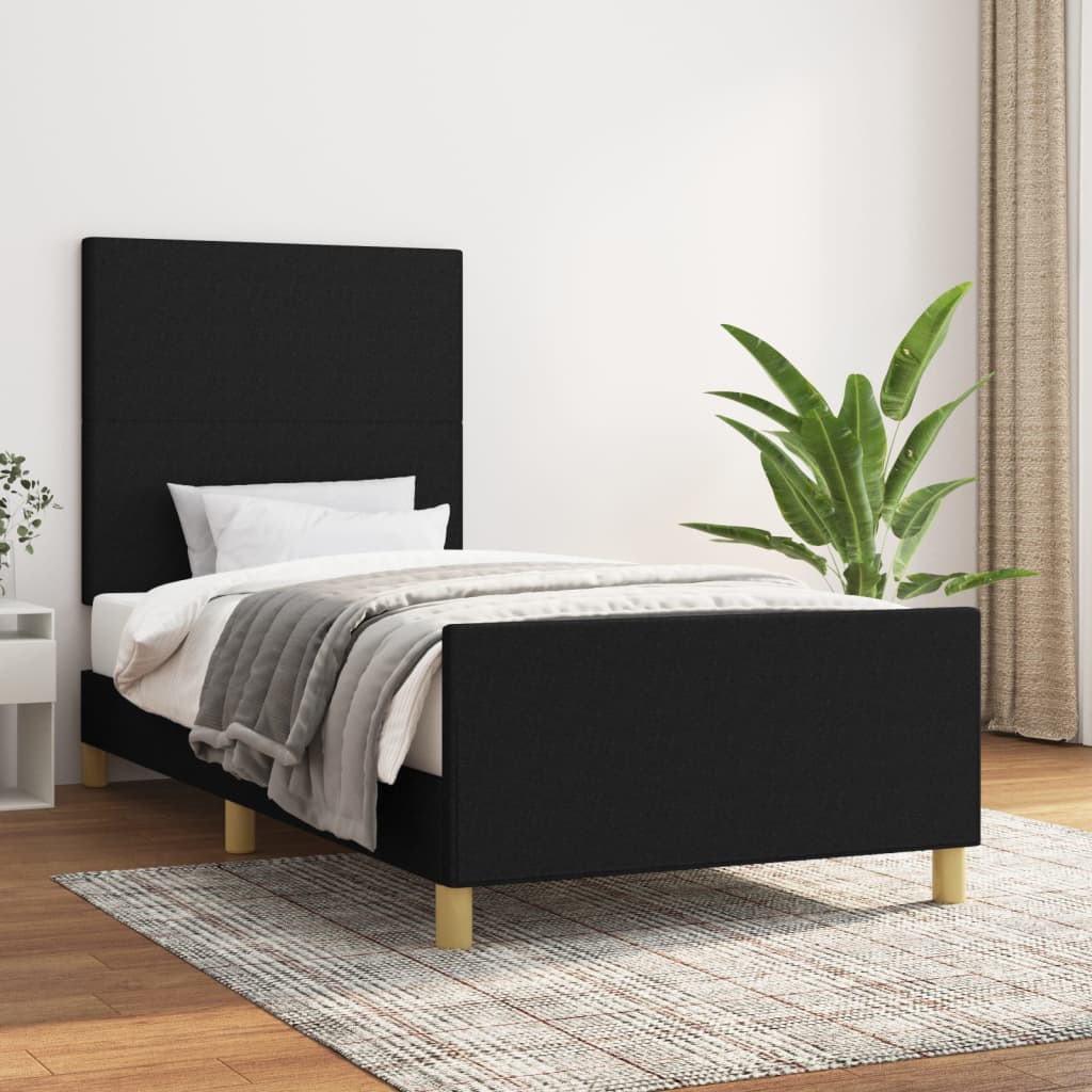 Bedframe zonder matras 100x200 cm stof zwart is nu te koop bij PeponiXL, paradijselijk wonen!